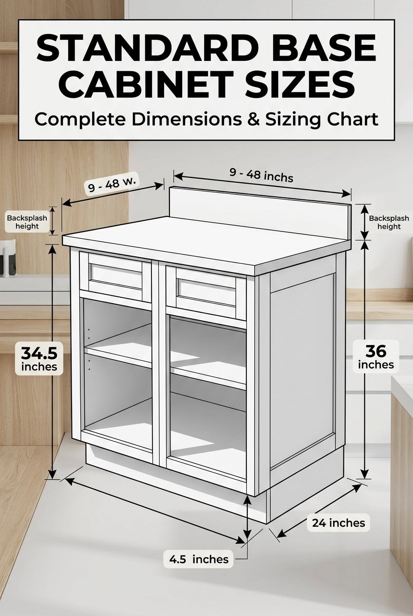 Standard Kitchen Base Cabinet Dimensions Chart - Sizing and Clearances Guide