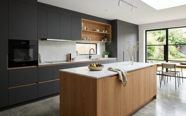 Slab Kitchen Cabinets: Design Styles, Materials, Costs, and Hardware Pairings
